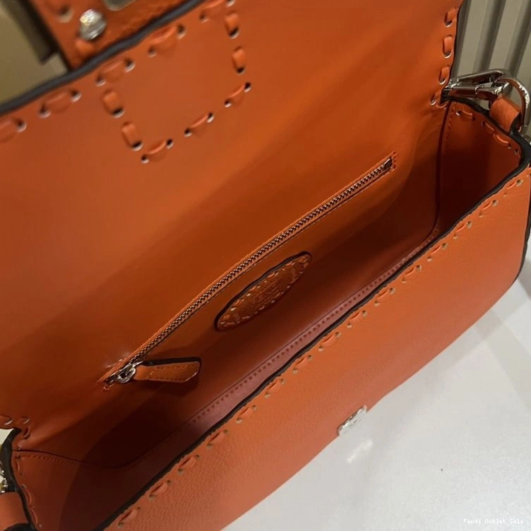 Cheap Selleria Cuoio Bag Fendi Baguette Medium In Romano Orange Leather 0720